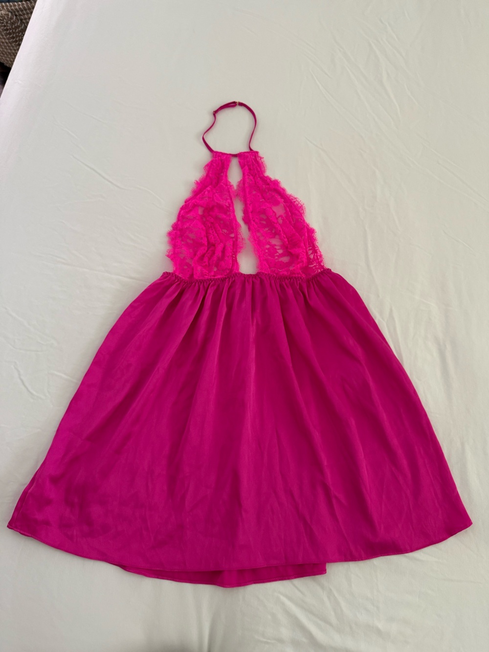 Victoria’s Secret Vintage Hot Pink Lace Open Back Babydoll M